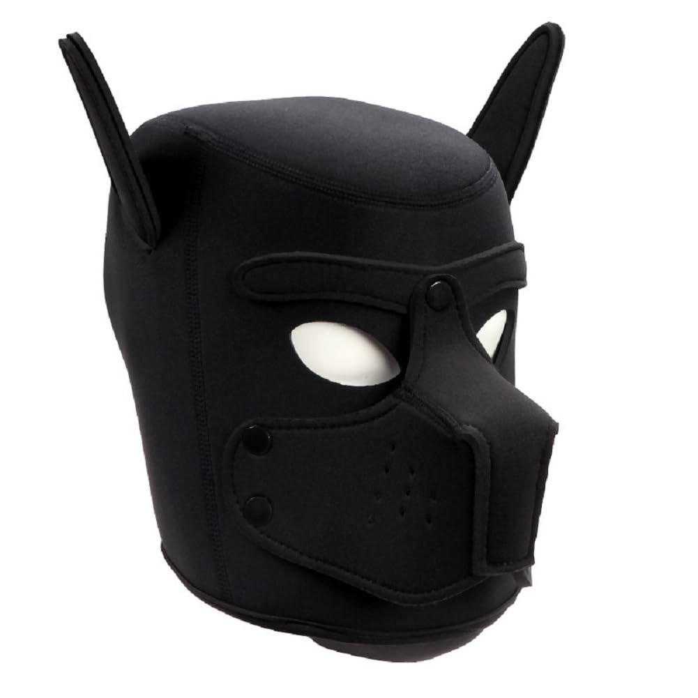 Photo 1 of QUYUWOWO Neoprene Puppy Face Muzzle Dog Removable Full Face Pup Hood Mask (F-Black)