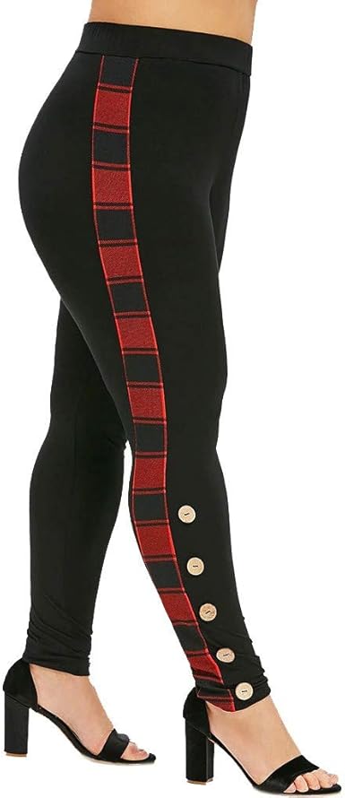 red plaid stretch pants