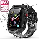 ShellBox YOGRE IP68 Waterproof Watch Case for 42MM, Full Sealed Waterproof iWatch Case with Anti-Scratch Screen Protector for 42mm iWatch Series 3 and 2, Package with 2 Soft Silicone Watch Band