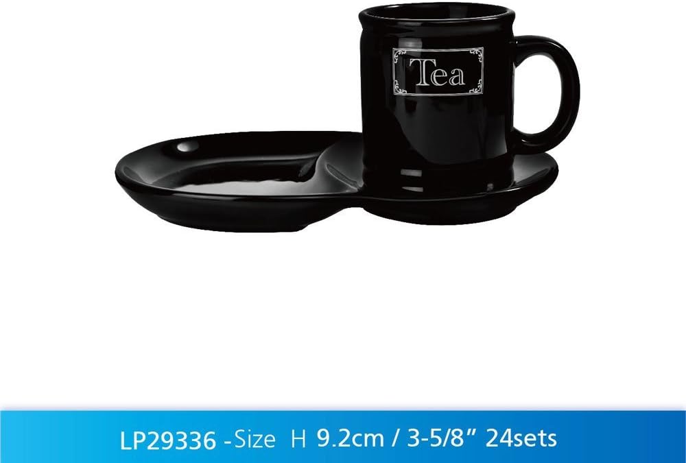Black Vintage Kitchen Coffee Mug & Snack Plate Sandwich Serving Set - Gift Boxed