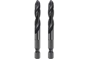 uxcell 2pcs Combination Drill and Tap Bits Metric M8 x 1.25 Thread 1/4" Hex Shank Nitride Coated Threading Screw Taps 4341 Hi