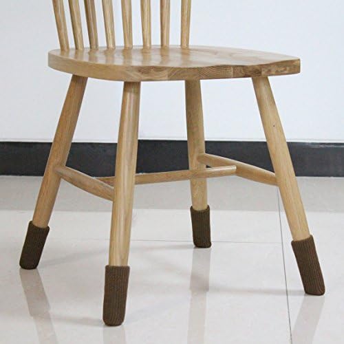 24-Pack Chair Socks, Knitted Furniture Chair Leg Feet Wood Floor Protectors/Socks Set Round(Brown)