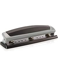 Swingline Desktop Hole Punch, Hole Puncher, Precision Pro, Adjustable, 2-3 Holes, 10 Sheet Punch Capacity, Black/Silver (74037)