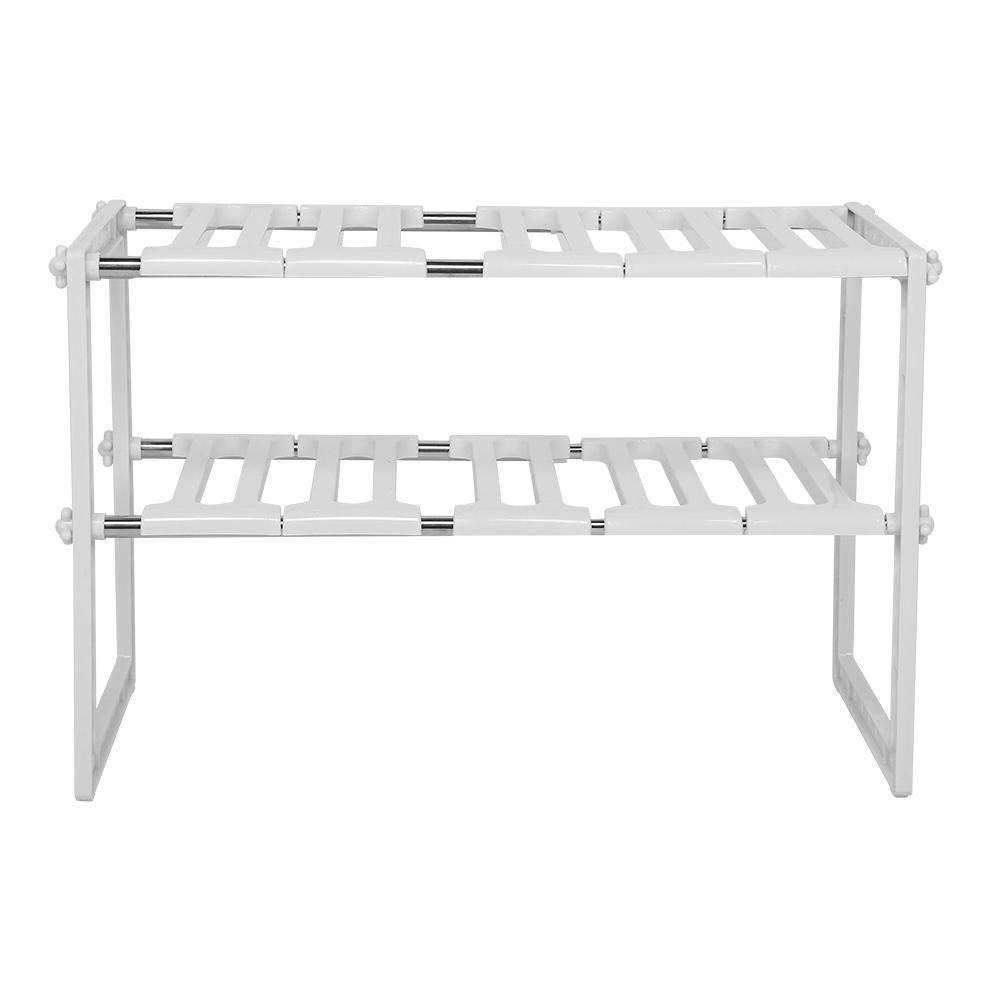 Ymiko Kitchen Storage Rack Under Sink, 2-Layer Adjustable Storage Shelf Organizer High-Strength Multifunctional Cabinet Shelf Counter Rack, for Kitchen Bathroom and Garden