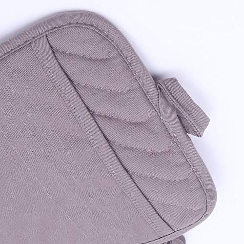 Anyi Oven Pot Holders with Pocket, 100% Cotton Oven Mitts Oven Pads with Feature of Heat Resistant Potholders Non Slip for Cooking Baking, Set of 3 (Grey)