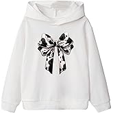 SweatyRocks Girl's Cow Bow Graphic Hoodie Long Sleeve Hooded Sweatshirt Casual Pullovers Tops