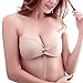 Adhesive Bra, Push Up Strapless Bra with Drawstring Reusable Invisible Silicone Backless Bras for Women (CUPD, Beige)