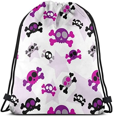 vintage cap Girly Skulls_5665 3D Print Drawstring Backpack Rucksack Shoulder Bags Gym Bag for Adult 16.9"x14"