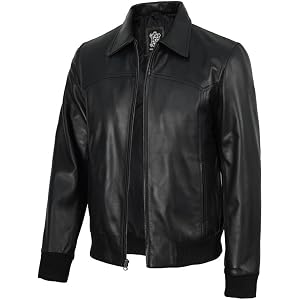 Blingsoul Leather Bomber Jacket Men - Real Lamskin Leather Jackets For Mens