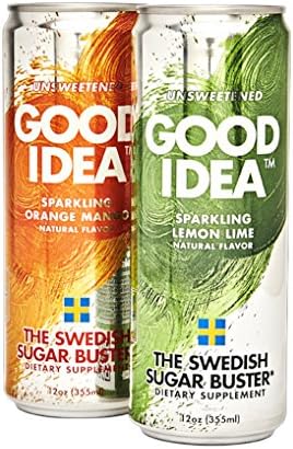 Good Idea Sparkling Flavored Water, Variety Pack, 16 count, Helps Balance Your Blood Sugar After A Meal, All Natural, Sugar Free and Unsweetened – The Swedish Sugar Buster
