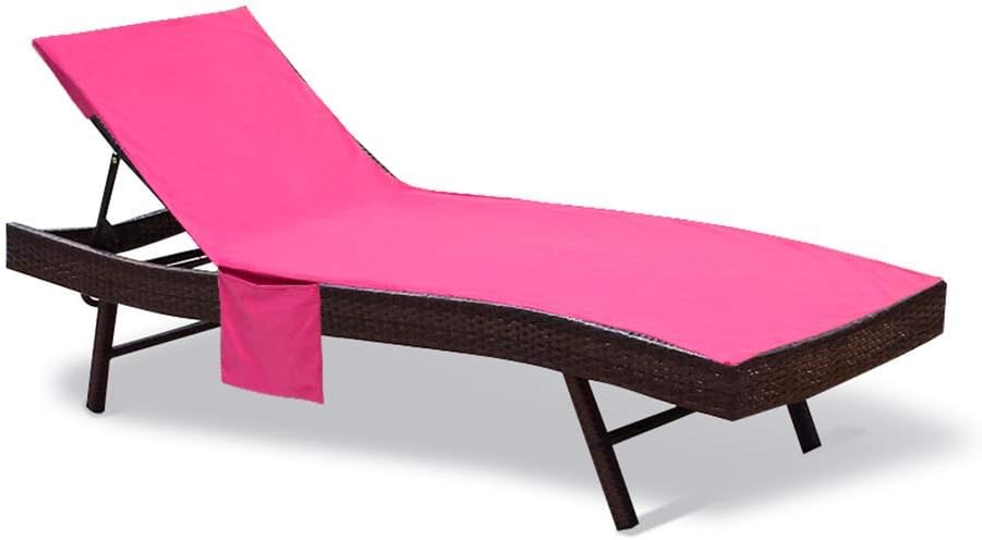 QCWN Cotton Pool Lounge Chair Covers,Long Beach Chair Towels,atio Chaise Lounge Chair Covers with One Side Pocket for Pool Outdoor Lounger Chairs and Recliners. 83.5" (Pink)