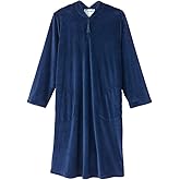 Women’s Open Back Adaptive Plush Nightgown With Zip Front