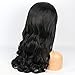 vvBing Half Hand Tied Synthetic Lace Front Wigs Body Wave Long Hair Heat Resistant Fibers Glueless 250% Density Nature Hairline with Baby Hair 24inch Lace Front Wig Color Black