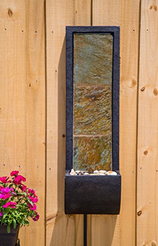 Kenroy Home 51034SLBL Triptych Indoor/Outdoor Wall Fountain with Light, 37" H, Natural Green Slate/Black Finish - Thumbnail 5