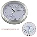 Magho Battery Operated Silent Non-ticking Indoor Wall Clock with Temperature & Humidity ,Glass Cover,Silver Color(Aluminum Metal Frame, 10')