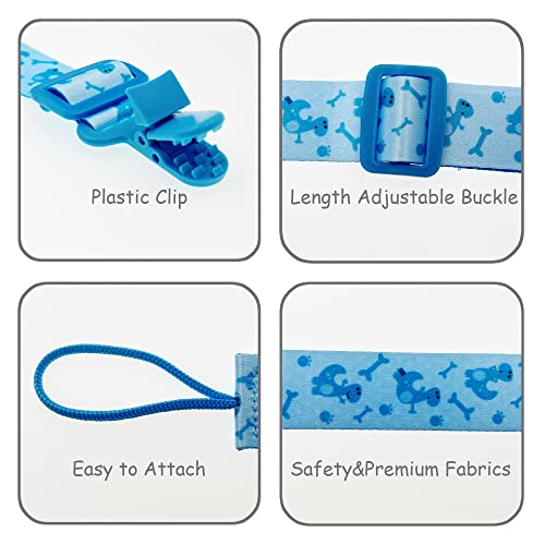 Leo Tube Pacifier Clip with Length Adjustable Belt 4 Pack Pacifier