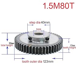 1.5 Mod 80Teeth Spur Gear with Step Bore 15mm