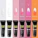 Poly Nail Gel Kit Builder Gel Polygel Nail Kit Enhancement Trial Temperature Color Changing Nail Technician French Kit 6 Colors All-in-One Professional French Kit