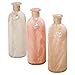 WHW Whole House Worlds Beach Chic Sea Glass Vases, Set of 3, Rope Wrapped, Shell Pendant, White, Mauve and Amber, 10 1/4 Inches Tall