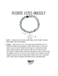 SPUNKYsoul Lotus Crystal Fluorite Healing Energy Bead Bracelet for Women Stainless Steel and Alloy