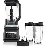 Ninja DB751A Pro Plus DUO Blender, 1400W, Black/Stainless | Auto-IQ, 3 Modes: Smoothies, Frozen Drinks, 72oz Pitcher, 2x24oz Cups, Pro Blades, Renewed