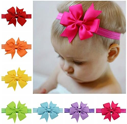 20Pcs Baby Girls Toddler Grosgrain Hair Bow Slim Headbands