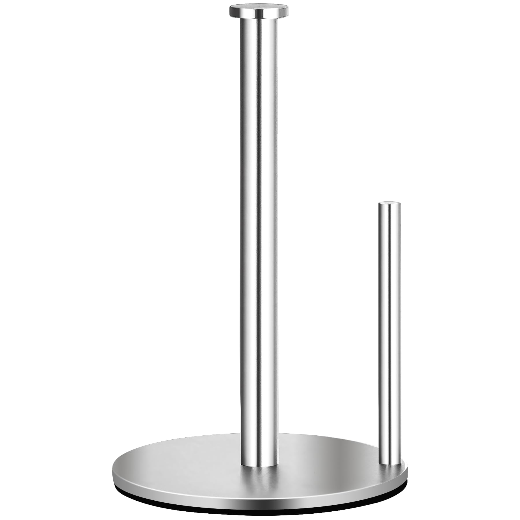 OBODING Free Standing Stainless Steel Paper Towel Holder for Standard and Large Rolls, Kitchen and Bathroom Organization (Silver)