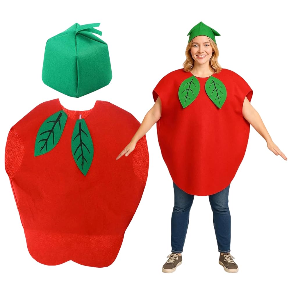 JynxtoyZeal Adult Fruit Costume Outfit, Unisex Adult Fruit Costume Bundle,Fun Fruit Fancy Dress with Leaf Headpiece,Fruit Cosplay Costume for Masquerade