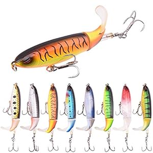 Dcolor 8 Pièces Séries10cm 13g Popper Flottant Leurre De Pêche Artificiel Appat Dur Queue Tournante De Wobbler Attirail…
