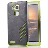 Huawei Mate 7 Case, Ranyi [Stripe Armor Series] [Shock Absorbing] Luxury Striped Design Hard Cover + inner Soft Rubber 2 in 1 Rugged full body Protective Case for Huawei Ascend Mate 7 (green)