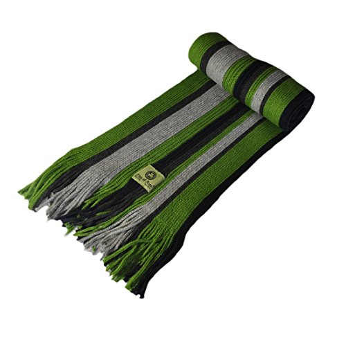 Celtic Irish Gents Acrylic Scarf With Green, Navy, Grey & Charcoal Stripes 8â€ X 62â€