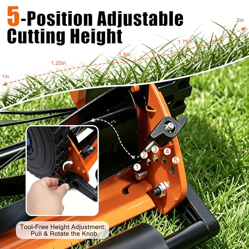 Zoryx 14-Inch 5-Blade Push Reel Lawn Mower, Manual Reel Walk Behind Mower photo 10