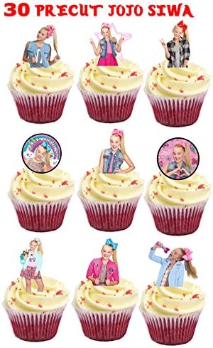 30 x JoJo SIWA (Bows) Stand UP precut Edible Cupcake Topper Birthday Cake Topper