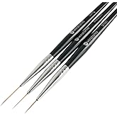 Winstonia Striping Nail Art Brushes for Long Lines, Details, Fine Designs. 3 pcs Striper Brushes with Caps - AMAZING TRIO