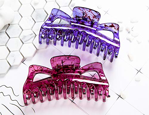 Prettyou 5.5" Large Crystal Plastic Hair Claw Banana Clips for Women,pack of Two (Colorset-No.8) - Thumbnail 3
