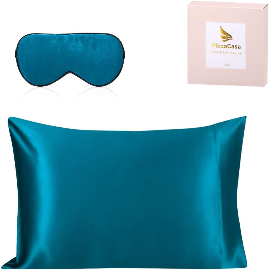 PiccoCasa Mulberry Silk Pillowcase for Hair and Skin Both Sides 350TC 19 Momme Pure Silk