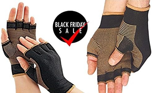 SportFlexx USA Copper Infused Heating Therapy Compression Gloves For Sore And Painful Hands