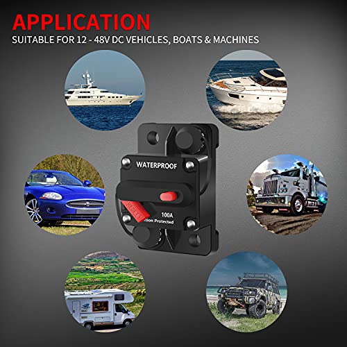 DaierTek 100 Amp Circuit Breaker 12V 48V, DC 12 Volt Circuit Breaker