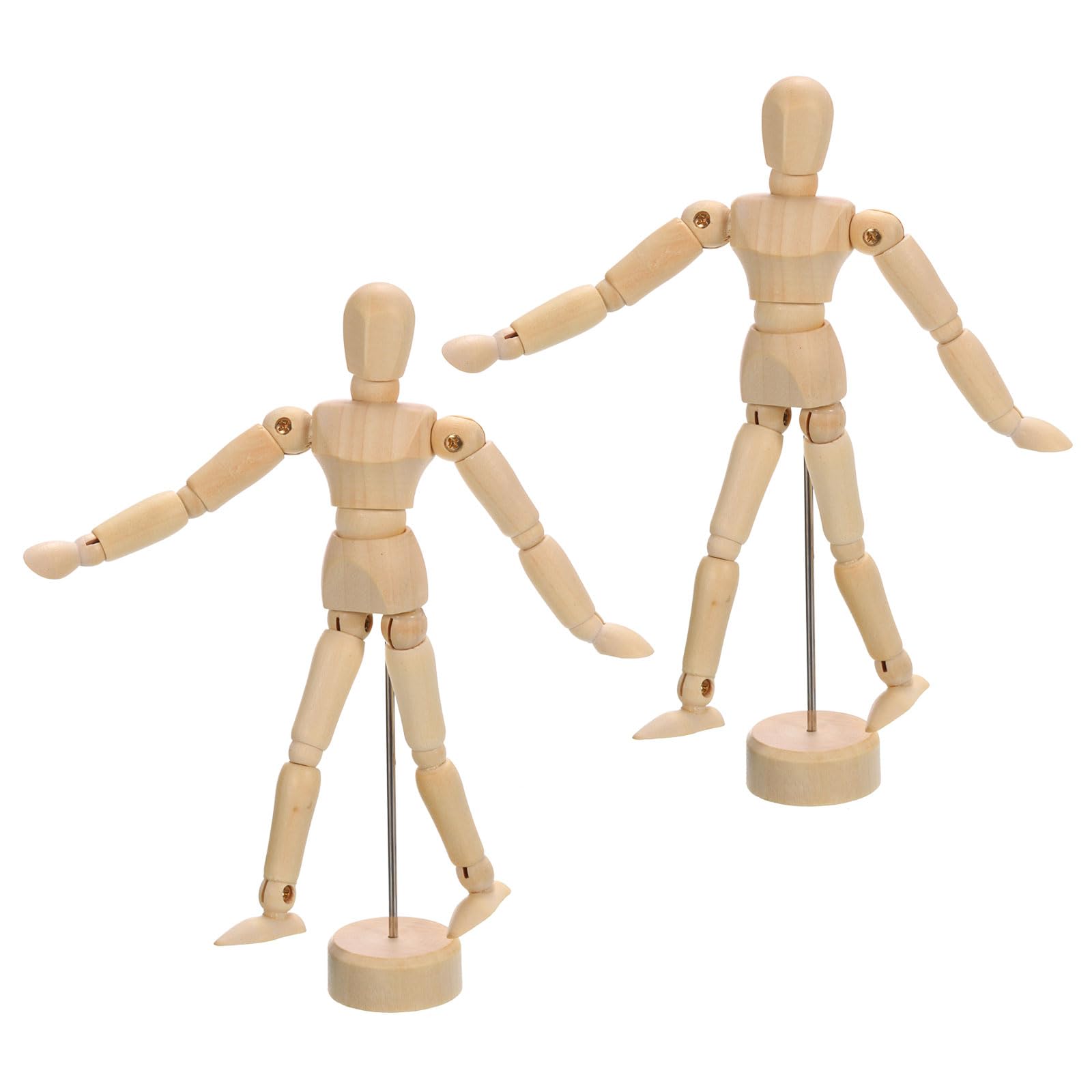 PATIKIL 5.5" Wooden Mannequin Figure, 2 Pcs Artist Drawing Manikin Model Flexible Movable Jointed Sketching Lay Figure for Painting Drawing Decoration