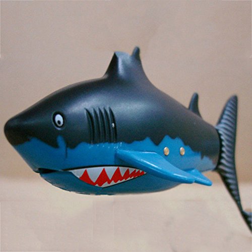 Ireav Cute Mini Submarine Remote Control Toy Electric RC Fish Boat Shark Swim in Water for Kids Gift - Blue