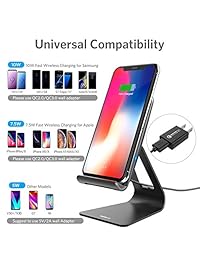 Nulaxy Cargador inalámbrico, ajustable con certificado Qi 10W soporte de carga inalámbrico compatible con iPhone Xs Max XS XR X 8 8Plus, Samsung Galaxy S9 S9+ S8 S8+ S7 Note 8, todos los teléfonos con Qi activado