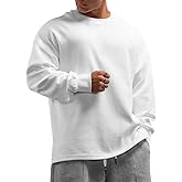 JEEING GEAR Men's Basic Long Sleeve Waffle Sweatshirt Loose Fit Workout Pullover Crewneck Shirt