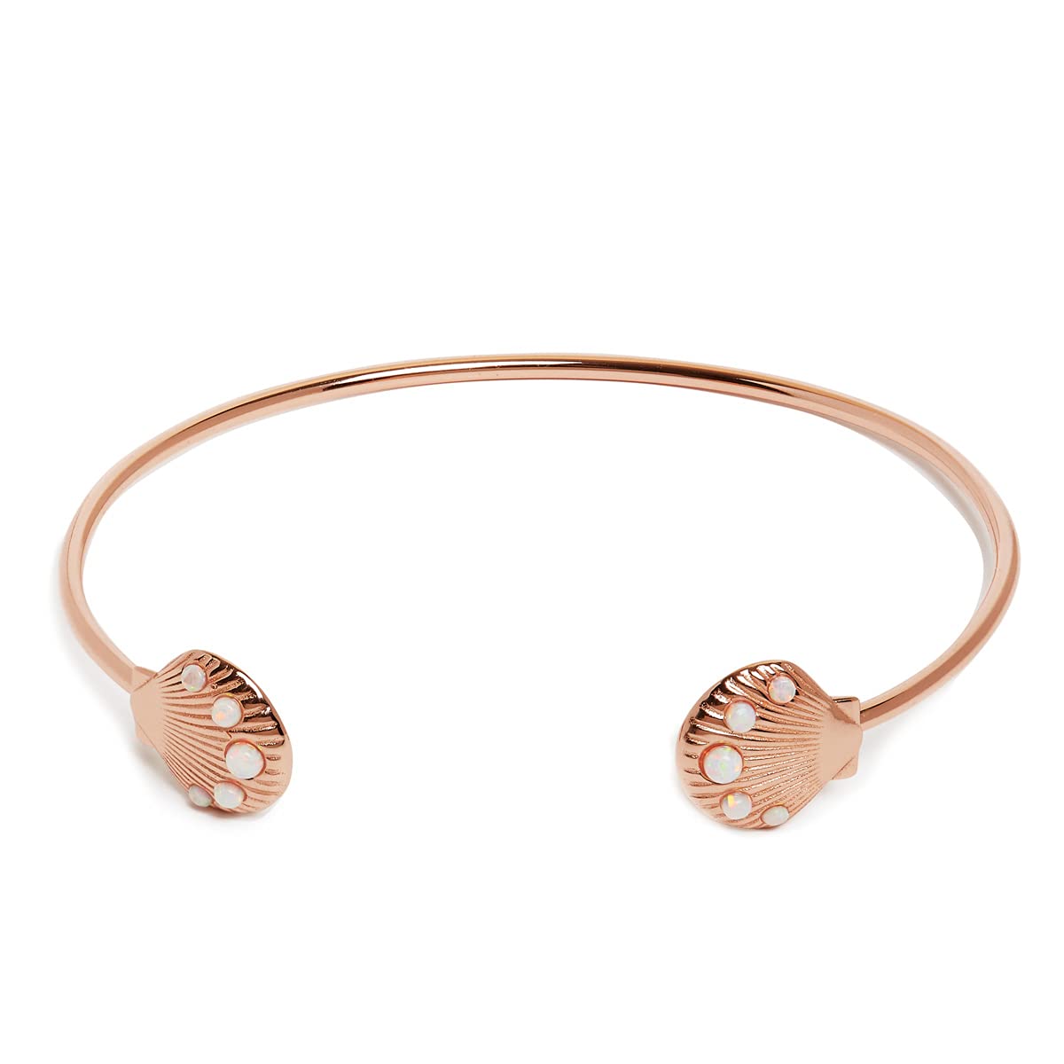 Annie Oak Womens 925 Silver 18k Rose Gold Encrusted Shell Bangle Bracelet