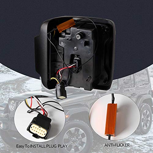 Tepeng Smoked LED Tail light Brake light turn signal light 100% fit for Jeep Wrangler JL 2018 2019 Reverse Light - Thumbnail 5