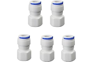 AIMATRUN 3/8" Female Thread Straight x 3/8" PE Hose OD Push-In Quick-Connect Fitting for RO Reverse Osmosis Water Filter Plastic Joint, Beverage Dispenser & Water Filtration/Purification Systems (5PCS)