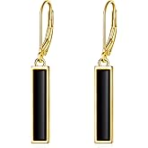 CRMAD Abalone Shell Bar Earrings for Women Sterling Silver Leverback Earrings Abalone Jewelry Gift