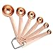 Measuring Spoons Copper - Separate Ring Bonus - Set of 6 for Dry and Liquid Ingredients - Stainless Steel Never Rust - Perfect for Baking, Cooking, Brewing, Godmorn