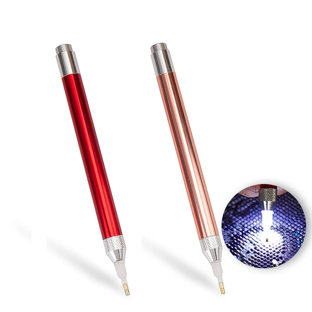 Sonsage Painting Illumination Pen with Light,Art Rhinestone Applicator Accessories,5D Gem Jewel Wax Picker Tool Embroidery Supplies Drill Bead Pen for Adult and Children
