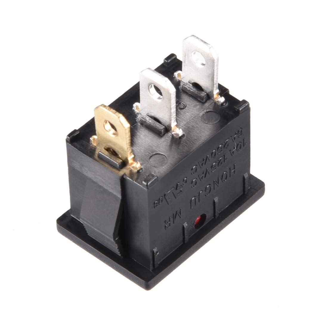 uxcell 10Pcs AC 16A/125V 16A/250V SPDT On-Off 3 Terminal 2 Position Boat Rocker Switches Black