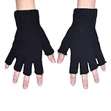 AutumnFallÂ® Newest Men's Knitted Stretch Elastic Warm Half Finger Fingerless Gloves